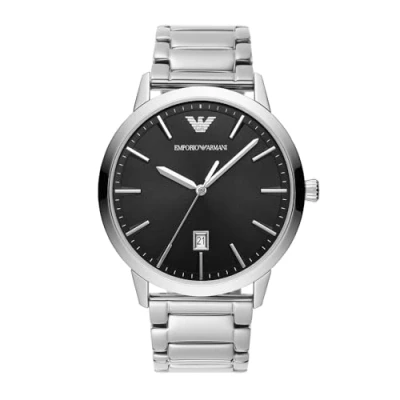 Image of Emporio Armani Watch for Men, Three Hand Date Movement, 43 mm Silver Stainless Steel Case with a Strap, AR11311