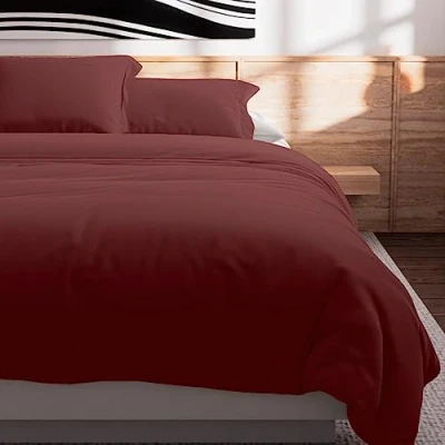 Image of Soleil d&#039;ocre, Plain Brick Cotton Duvet Cover 57 Thread Count 240 x 220 cm