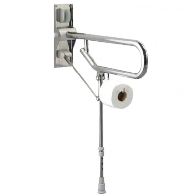 Image of AKW Polished Stainless steel Hinged Fold Up Double Hairpin Rail with Adjustable Leg 01830SS