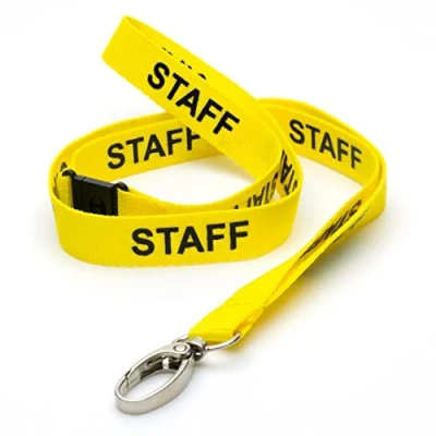 Image of CKB LTD Yellow Staff LANYARDS Breakaway Safety Lanyard Neck Strap Swivel Metal Clip for ID Card Holder Pull Quick Release Design Pack of 50