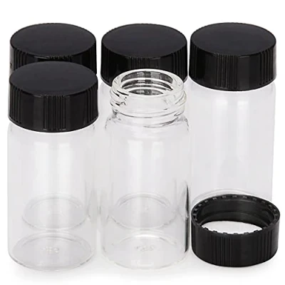 Image of Labasics Clear Glass Sample Vials with Cap, Screw Cap Liquid Sampling Bottle Reagent Closure, 20ml / 0.6 oz. Pack of 20