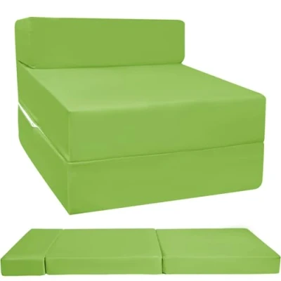 Image of KISAA Living Fold Out Guest Chair Z Bed Futon Seat Foam Kids Supreme Quality Fire Retardant Premium Mattress (Lime)