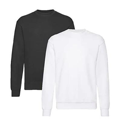 Image of Fruit of the Loom Men&#039;s In Sweat Sweatshirt Set, 1White/1Black + 1 Purchase Notepad, XXXL