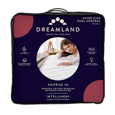 Image of Dreamland Snowed In Organic Cotton Warming Mattress Protector Super King Dual