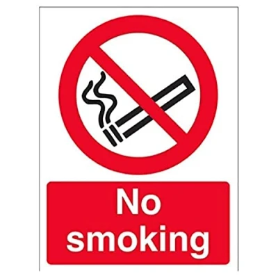 Image of VSafety 57048AN W &quot;No Smoking&quot; Prohibition Sign, Window Sticker, Portrait, 150 mm x 200 mm, Black/Red