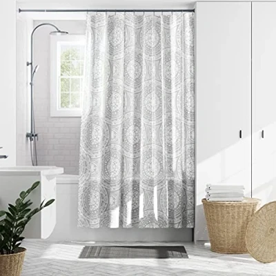 Image of Zenna Home Medallion Waterproof PEVA Shower Curtain, 70 x 72 in., White