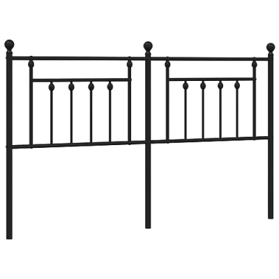 Image of vidaXL Metal Headboard Black Steel Headrest for King Size Bed, Sturdy and Classic Design 160 cm Wide