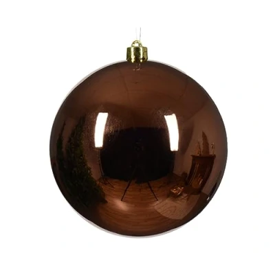 Image of Plastic Christmas Bauble 14 cm x 1 Piece Shatterproof Espresso Brown Leather Chocolate Chestnut Copper Cinnamon