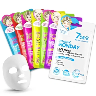Image of 7Days Face Masks Skincare Gift Set Sheet Facial Moisturising, Brightening, Nourishing, Hydrating, Soothing, Refreshing Mask Beauty Kit for Women, 7pc