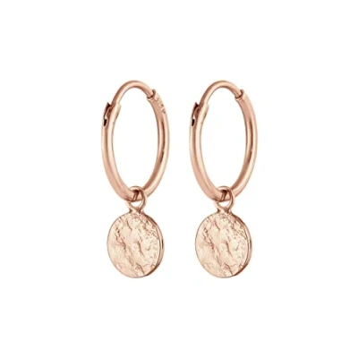 Image of Elli Earrings Ladies Creoles Platelet Coin Pendant Organic in 925 Sterling Silver