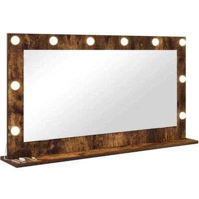 Image of vidaXL Vanity Mirror Smoked oak Wood, Glass 100 x 55 18 cm