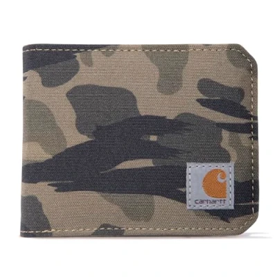 Image of Carhartt Men&#039;s Bifold and Passcase, Durable Billfold Wallets, Available in Leather Canvas Styles, Nylon Duck (Blind Camo), One Size