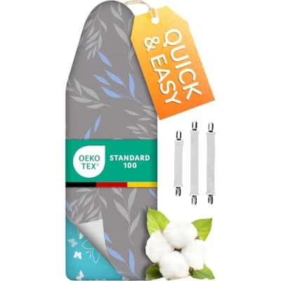 Image of Super Soft 5 Layer Turbo Ironing Board Covers 135 x 45 50% faster with High Speed Steam Reflection, Made in Germany, 100% Cotton Top, 140 40, sizes, XXL for Dimensions 130 38 cm