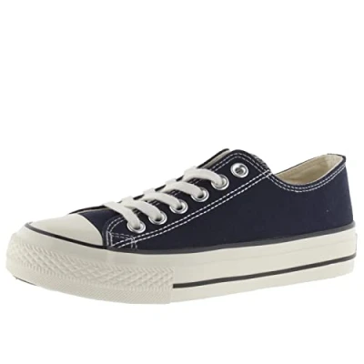 Image of victoria Tribu Canvas Low Tennis &amp; Retro Logo Shiny Finish Sole 1057100 for Women Marino 36
