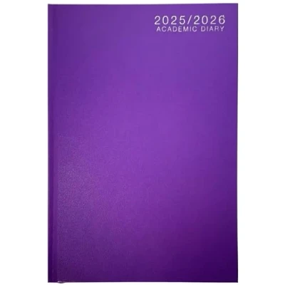 Image of 2025 2026 A5 WTV Academic Case bound Diary Hardback Week To View for Year Planner Business, Office, Home, Appointments (Purple)