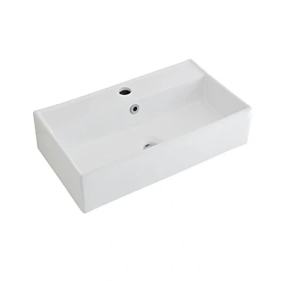 Image of Milano Dalton Modern White Ceramic Countertop Wall Hung Bathroom Basin Sink 550mm x 310mm