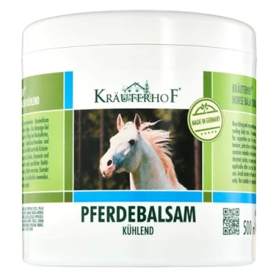 Image of Kräuterhof Horse Balm Cools and Revitalises Precious Herbal Extracts from Chestnut Arnica Rosemary Mint Oil 500 ml Tub Sealed with Aluminum Foil