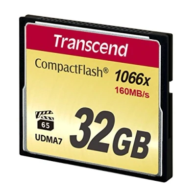 Image of Transcend 132GB CompactFlash 1000 Memory Card, Up to 160/120 MB/s, Supports High Speed Ultra DMA Transfer Mode 7, Ideal for Resolution Full HD, 3D and 4K UHDTV Video Recording TS32GCF1000