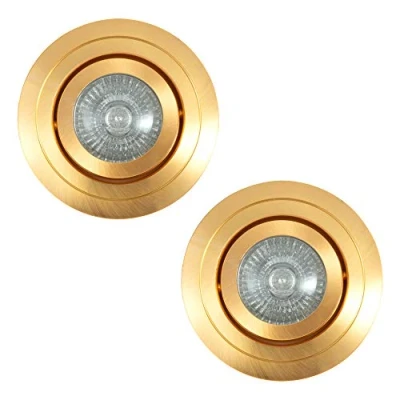 Image of LITECRAFT Recessed Downlight IP65 Rated Tiltable Spotlight (Satin Brass, Pack of 2)