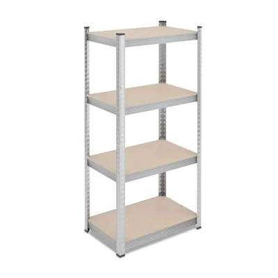 Image of Relaxdays Heavy Duty Shelf, HxWxD: 138 x 60 40 cm, Load up to 200 kg, Steel, 4 Levels, Storage, Cellar, Garage, Silver