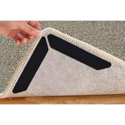 Image of Lifeswonderful Pack of 8 Non Slip Anti Curl Carpet Rug Gripper Strip Pads Prevent Rugs from Slipping or Moving on Hard Floors