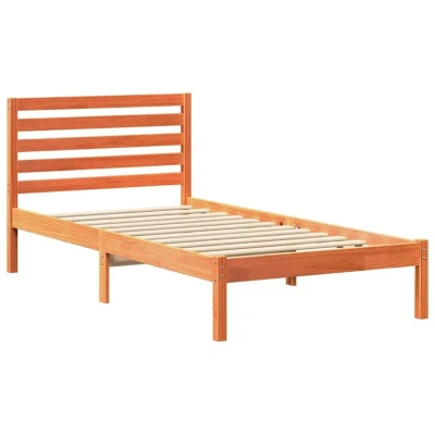 Image of With Headboard Wax brown 75 x 190 cm Solid pine wood Vidaxl