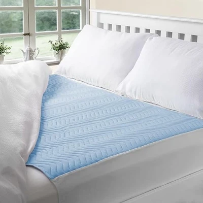 Image of Deluxe Washable and Absorbent Reusable, Double size Bed, Incontinence Pad/Waterproof Mattress Protector with Tucks (Blue)