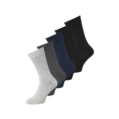 Image of Jack &amp; Jones Basic 5 PACK Socks, Men&#039;s, Size: One Size, Black/navy blazer/dark grey melange/light melange