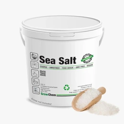 Image of Grow Chem Organic Sea Salt, 5KG Bucket, Pure Coarse Salt Crystals, 100% Natural Gluten Free, Vegan and Kosher Certified for Cooking, Seasoning, Bath, Beauty Grinders