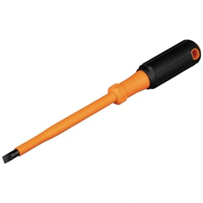 Image of Klein Tools 6866INS Insulated Screwdriver, 1000V 5/16 Inch Cabinet Tip, Screwdriver with 6 Shank, Tip Ident, Cushion Grip Handle