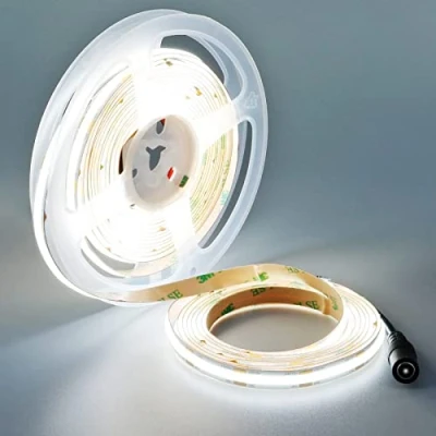 Image of TOPAI 12V COB LED Strip Light Cool White 6000K 5M Dotless Bright 4000Lm CRI&gt;90 480LED/M High Density Self adhesive NO Waterproof IP20 Flexible Cuttable for Cabinet Home DIY Lighting Projects