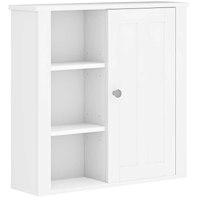 Image of HOMCOM Bathroom Cabinet, Modern Wall Cabinet with Adjustable Shelves and Cupboard, 53W x 15D 51H cm, White