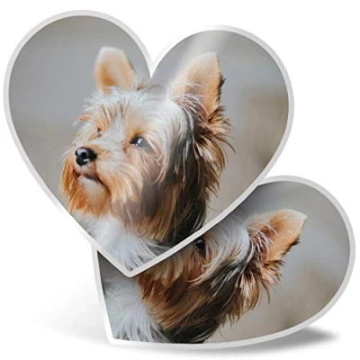 Image of 2 x 15cm Heart Stickers Yorkshire Terrier Small Dog Puppy Decals 46520