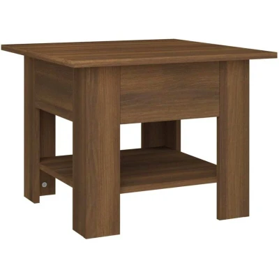 Image of vidaXL Sturdy Square Coffee Table Modern Design, Brown Oak Engineered Wood, Ideal Size for Living Room, Easy Assembly and Cleaning