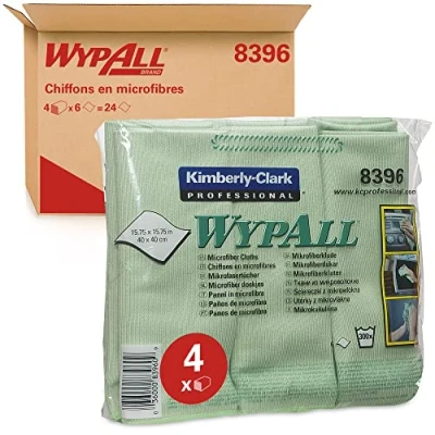Image of Wypall WypAll, 8396, Microfibre Cloths, Green, 4 Carry Packs x 6 40 cm