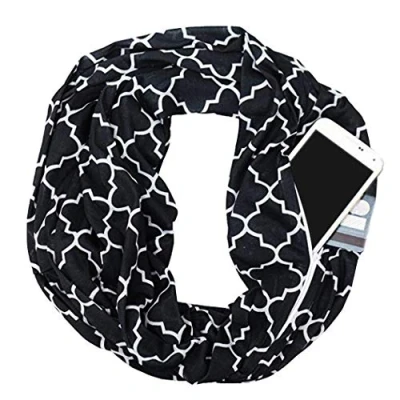 Image of iPobie Pocket Scarf Infinity with Hidden Zipper Travel Printing for Women and Men