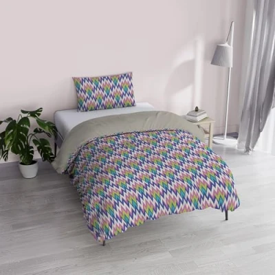 Image of Italian Bed Linen &quot;Fantasy Duvet Cover Printed Microfibre Zig Zag Single