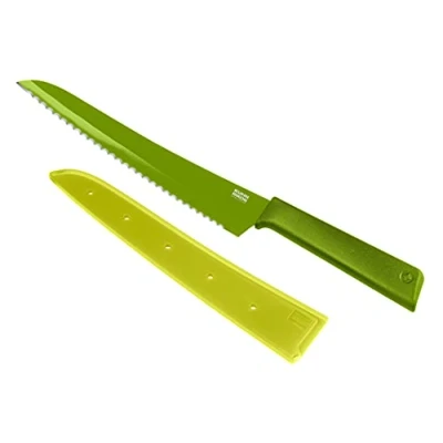 Image of KUHN RIKON Colori+ Non Stick Bread Knife with Safety Sheath, 32.5 cm, Green, 24207
