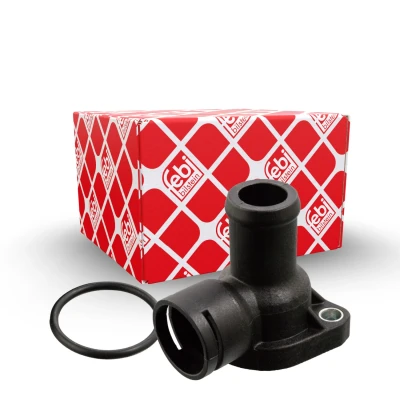 Image of 068121144, 068121145Q, 68121144, 68121145Q Coolant Flange FEBI BILSTEIN 12411 Plastic with seal VOLKSWAGEN: GOLF 2, Corrado, Jetta 2