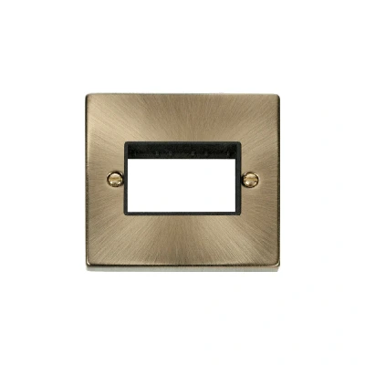 Image of Click Deco 1 Gang MiniGrid Triple Aperture Unfurnished Plate Antique Brass Black Inserts