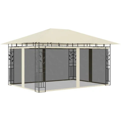 Image of vidaXL Gazebo with Mosquito Net 4x3x2.73 m Cream 180 g/m²