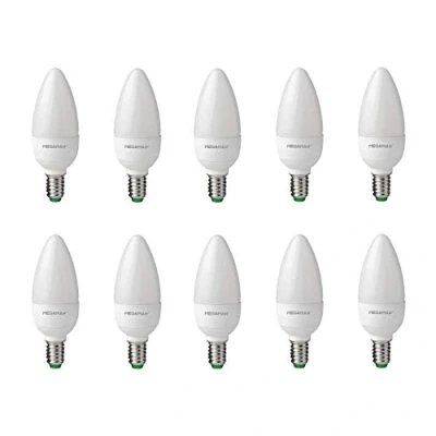 Image of Pack of 10 Megaman 143300 LED 3.5W Candle Light Bulbs Opal E14 SES 2800K Warm White 250lm 25W Halogen Replacement, 15000hr Lamp Life