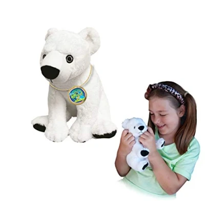 Image of EcoBuddiez Polar Bear from Deluxebase. Medium 20cm Soft Plush Animals made Recycled Plastic Bottles. Eco Friendly Cuddly Gift for Kids and Cute Stuffed Animal Toy Toddlers.