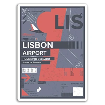Image of 2 x 10cm Lisbon Airport Vinyl Stickers Portugal Travel Sticker Luggage #17423 (10cm Tall)