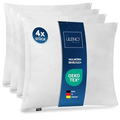 Image of LILENO HOME Microfibre Cushion 80 x cm Deluxe (1200 g Filling) [Set of 4] Washable up to 95 Degrees with Zip Pillow as Filling for Bed Decorative Sofa