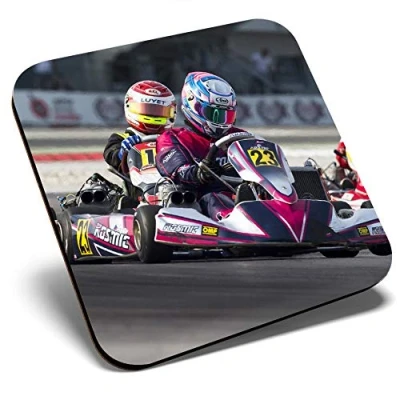 Image of Great Single Coaster Square Go Karting Racing Kart Glossy Quality Coasters Tabletop Protection for Any Table Type #16474