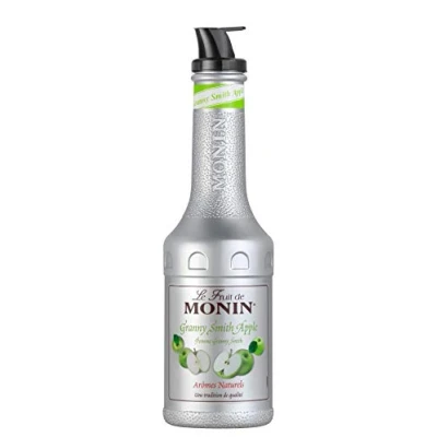Image of MONIN Granny Smith Apple Fruit Mix Puree 1L for Cocktails, Smoothies and Frappes. Vegan Friendly, Allergen Free, 100% Natural Flavours. 2 in 1 Sugar Syrup Hybrid