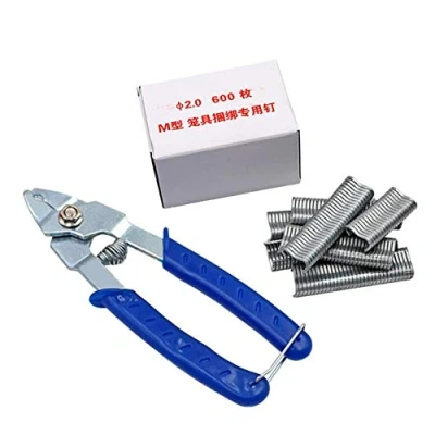 Image of Hog Ring Pliers 600 M Nails Fence Clip Kit Cage Clamp Repair Installation Tools for Animals Cages Wire Fencing