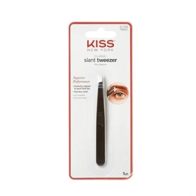 Image of Kiss Products Slant Tip Tweezer Alloy Steel, Stainless Steel Black
