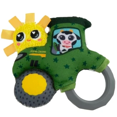 Image of Lamaze John Deere My First Tractor Rattle Soft Baby with Easy to Grip Ring Handle, Multiple Fabric Textures, Ribbons Sensory Toys for Babies from 0+ Months